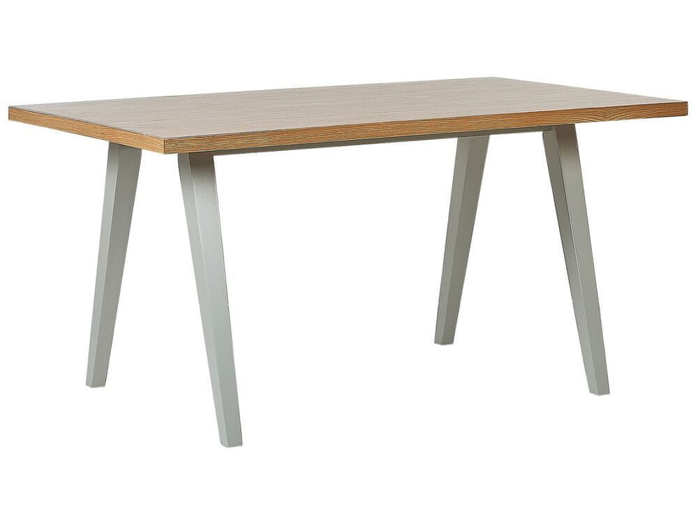 Beliani Jedálenský stôl 150 x 90 cm svetlé drevo/sivá LENISTER